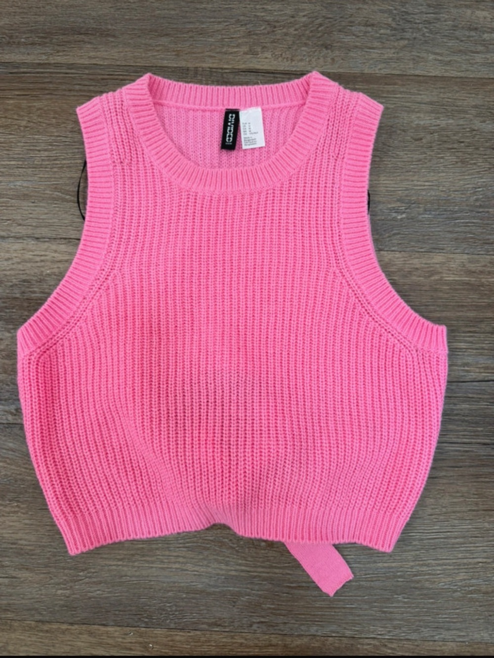H&M Chunky Knit Sleeveless Crop Top - Hot Pink